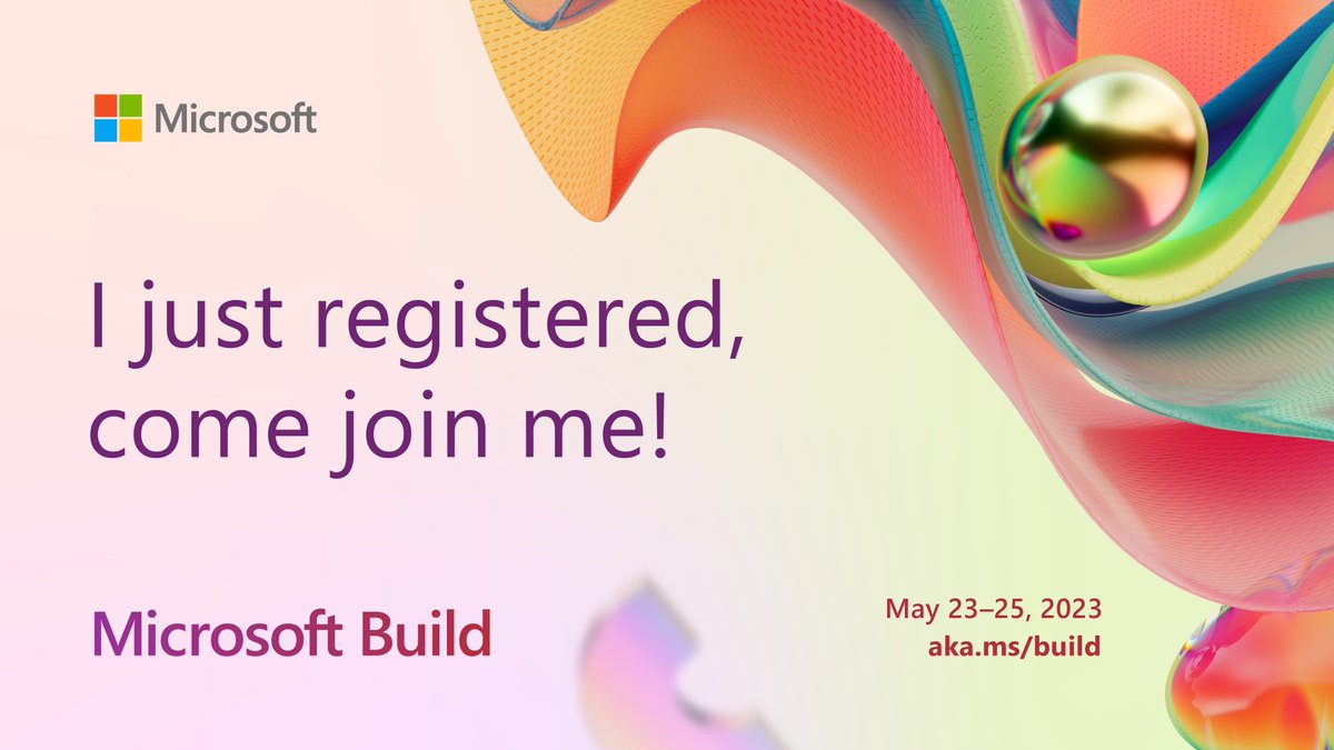 samidip's tweet image. Signed up for virtual  #Build2023.
Good to see content from the .NET team:
devblogs.microsoft.com/dotnet/microso…

You should come: register.build.microsoft.com