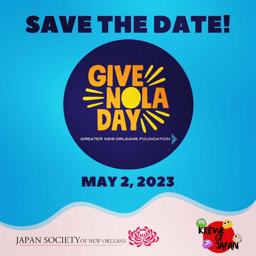 KreweofJapan's tweet photo. Tomorrow is Give NOLA DAY, but early giving has already begun! Enjoy the podcast? Any contribution, regardless the amount, will help us with costs that come with running a podcast, along with other Japan Society of NOLA initiatives! More below ⬇️

🔗 https://t.co/tnRuWHSErg https://t.co/IcA0CP53Ld