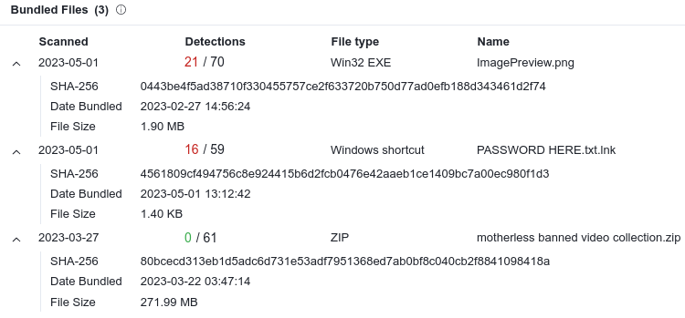malwrhunterteam's tweet photo. "Motherless banned video collection - rare stuff\.zip": fc1b3f1ac2da5b0d50fab94a0a4fcb85dbb6a6342f48faf28b5d8f7ddd373774
"ImagePreview.png": 0443be4f5ad38710f330455757ce2f633720b750d77ad0efb188d343461d2f74
🤔 https://t.co/uHjdZhI5bz