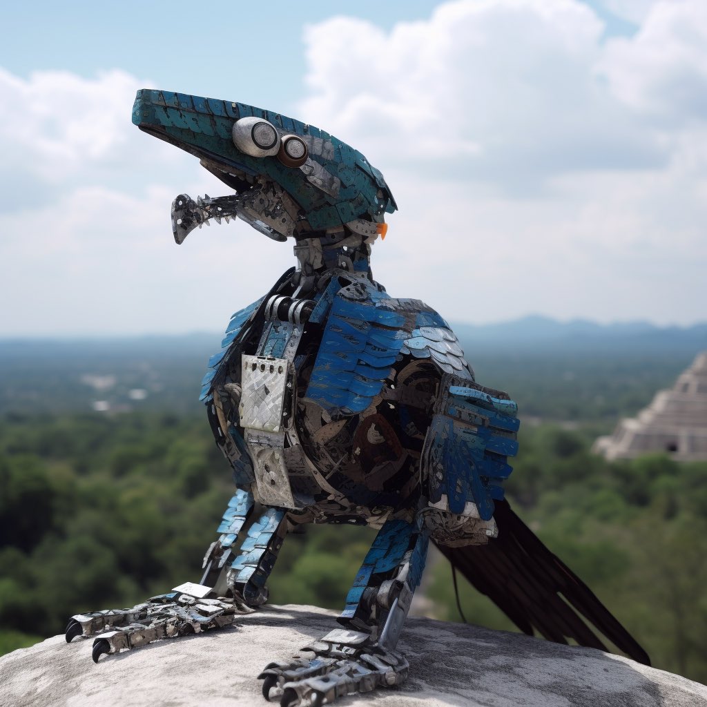 AI_creative_gal's tweet photo. Robotic quetzal, robot skin, Mexico pyramid scenery

#robot #robotics #robots #quetzal #bird #birdphotography #skin #mexico #méxico #pyramid #pyramids #aztec #maya #mayan #fantasy #fantasyart #realism #realistic #midjourney #cyborg https://t.co/zSgH2Qj0CO