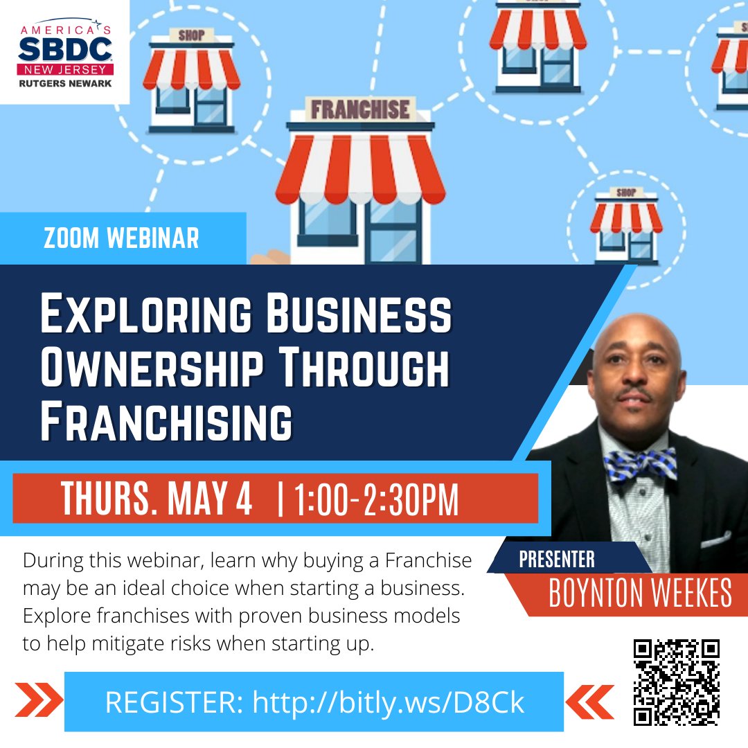 rnsbdc's tweet photo. 📣 Exploring Business Ownership Through Franchising  🏬
-
ZOOM WEBINAR
Thursday, May 4
1:00 pm - 2:30 pm
Registration link : https://t.co/GsT2sD0YMw
-
#businessstrategy #franchising #successfulbusiness #smallbusinesswebinar #smallbusinessowners https://t.co/I7aUqC9D7Z