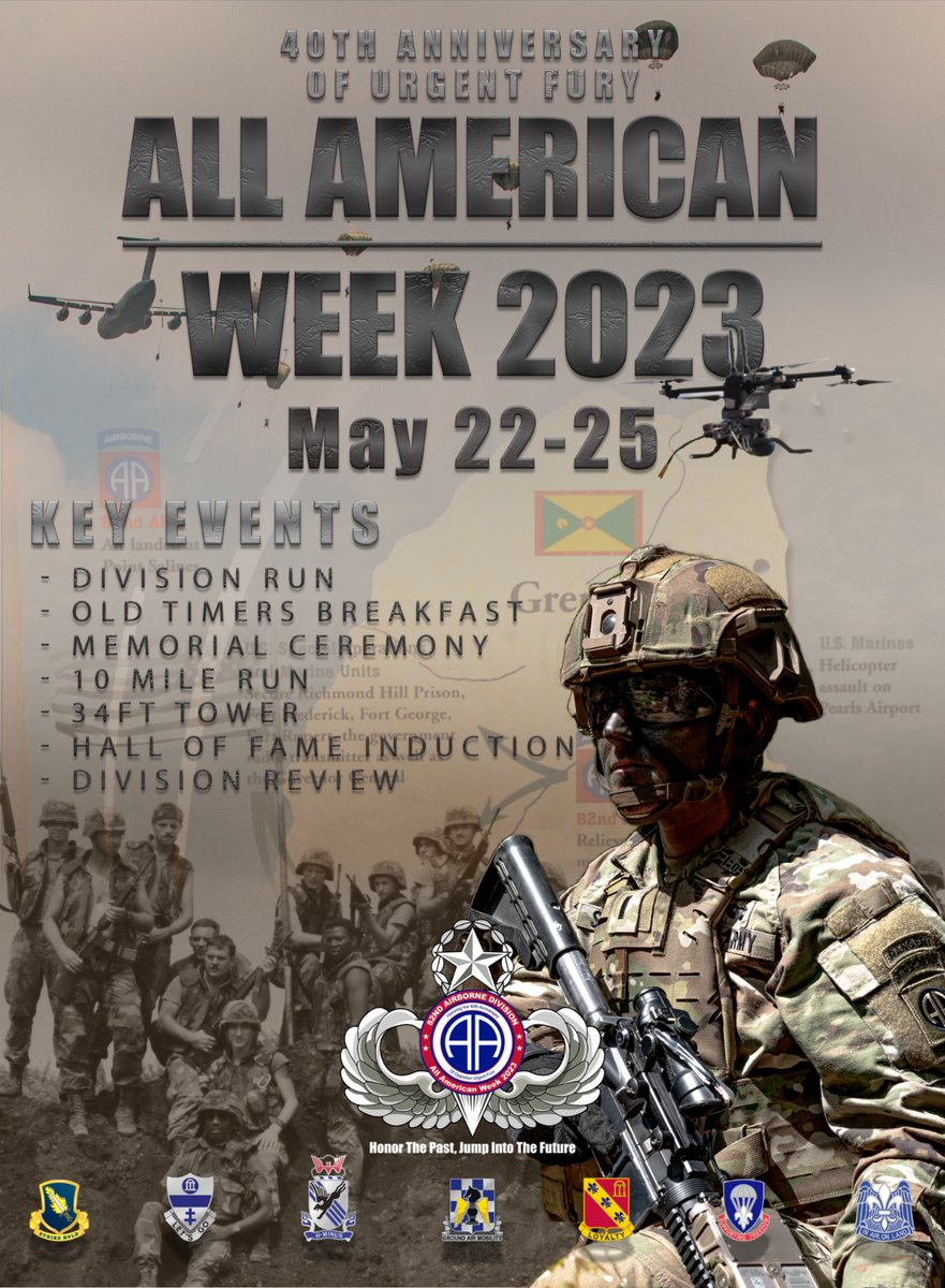 ALL.AMERICAN.WEEK.

IT'S COMING...! 😮 😎 😎 🤟 

#AATW #AAW23 #82ndAirborneDivision #TheCountdownHasBegun