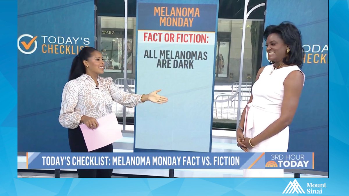 Today is Melanoma Monday. Fact or Fiction <a href="/AngelaLambMD/">Angela Lamb, MD</a>  explained causes, symptoms + ABCDEs of #melanoma #sunscreen #prevention to <a href="/TODAYSHOW/">TODAY</a>
If it’s bleeding, burning, itching, non-healing, see your dermatologist! Details: bit.ly/3LMRsuI <a href="/EmmaGuttman/">Emma Guttman-Yassky</a> <a href="/mountsinainyc/">Mount Sinai Health System</a>