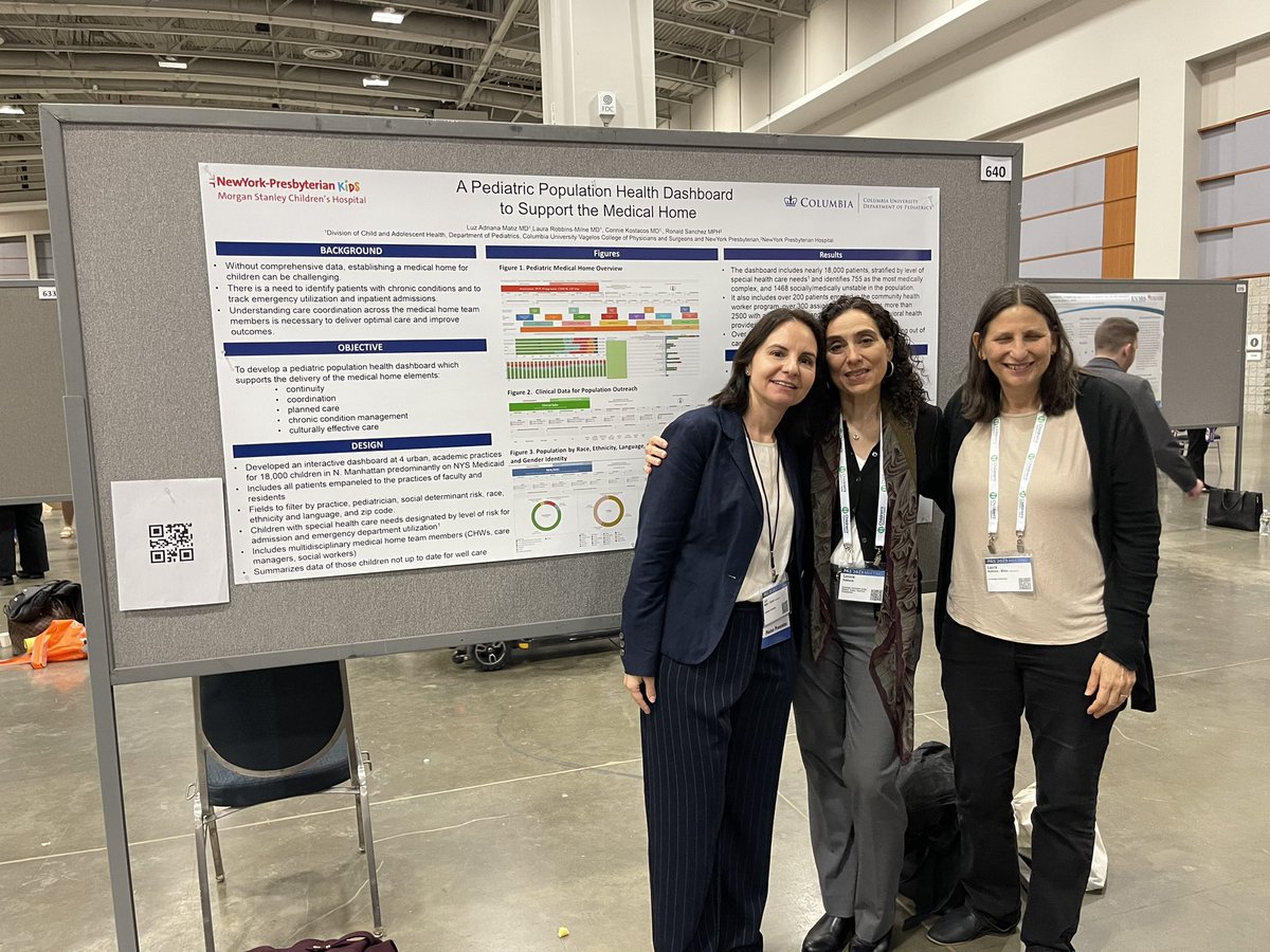 Drs. Adriana Matiz, Connie Kostacos and Laura Robbins presented the innovative development of a pediatric population health dashboard that will support the medical home and improve the health of pediatric patients #PAS2023 @KidsAtColumbia #NYPKids