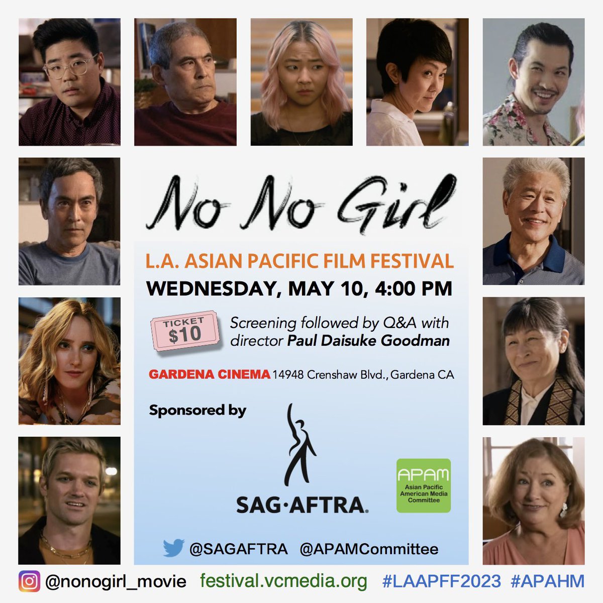 christashima's tweet photo. 🎞🔜 In 10 days❗️ Don’t miss #NoNoGirl at #LosAngelesAsianPacificFilmFestival❗️ May10, 4pm @GardenaCinema 📽️ Sponsored by @sagaftra❗️
🔗https://t.co/U2D2knyQzY #filmfestivals #LAAPFF2023 #AAPI #actors #actingensemble #APAHM #SAGAFTRAmembers #APAMcommittee https://t.co/XeEvxHwKyD