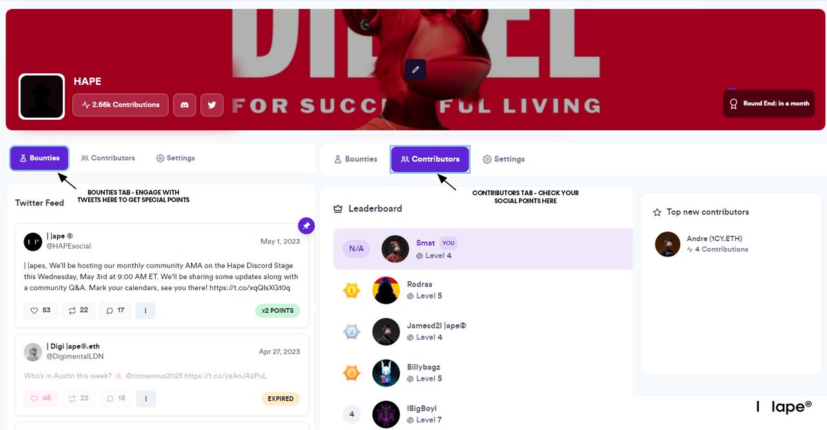 |   |apes,

We are excited to unveil our strategic partnership <a href="/FusionXnft/">Fusion XYZ</a> !  

To kick things off we'll be giving out Hape NFTs and Collab.land tokens to the winners of the first month's challenge.

Check our discord for more! 

🦍🤍🍌
