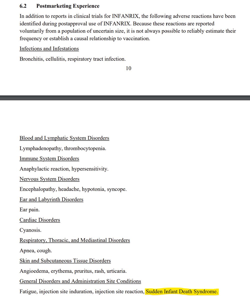 WitchDrTim's tweet photo. Proof that the @CDCgov is a joke, a bad joke!
**Below are the citations to prove it!

CDC website says that vaccines do not cause sudden infant death syndrome. However, @GSK_US's postmarketing experience and @US_FDA package inserts clearly identify "Sudden Infant Death Syndrome" for the Infanrix vaccine.

Sources:
https://t.co/0YffMewb2K
https://t.co/l855WFa1HG