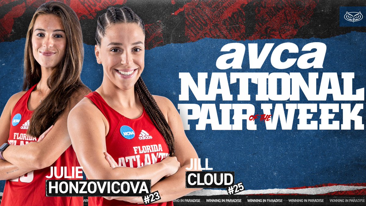 FAUBeachVB's tweet photo. 𝐀𝐕𝐂𝐀 𝐍𝐚𝐭𝐢𝐨𝐧𝐚𝐥 𝐏𝐚𝐢𝐫 𝐨𝐟 𝐭𝐡𝐞 𝐖𝐞𝐞𝐤

For just the second time in program history, a Sandy Owl pair is the AVCA Pair of the Week! Congrats to Jill and Julie on the incredible honor and unbelievable effort in the C-USA Championship!

📰 https://t.co/w32uqwFJ7p https://t.co/H1lbZhHu62