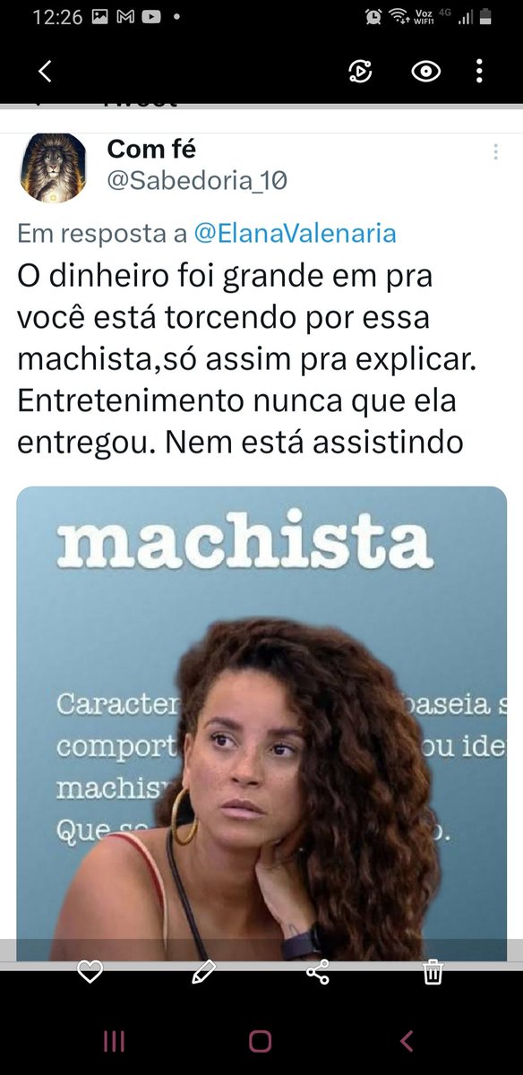 JanneRuth's tweet photo. @Bea3nascimento @judepaulla1 @Bea3nascimento VOCÊ SABE QUE A UNICA ACAMADA NO PROGRAMA FOI A MAVIRLA, QUE NÃO SAIA DA CAMA E EU SEGUNDO LUGAR A MACHISTA CRIMINOSA DOMINTIRA ATIVISTA DE TAUBATÉ  ESSA SÓ DORMIU COMEU FUMOU NÃO GANHOU NADA, SEU ROBE DIFAMAR MULHERES, UMA VERGONHA, SEM FALAR DE COMO É INVEJOSA https://t.co/8oI8FqT8Sz
