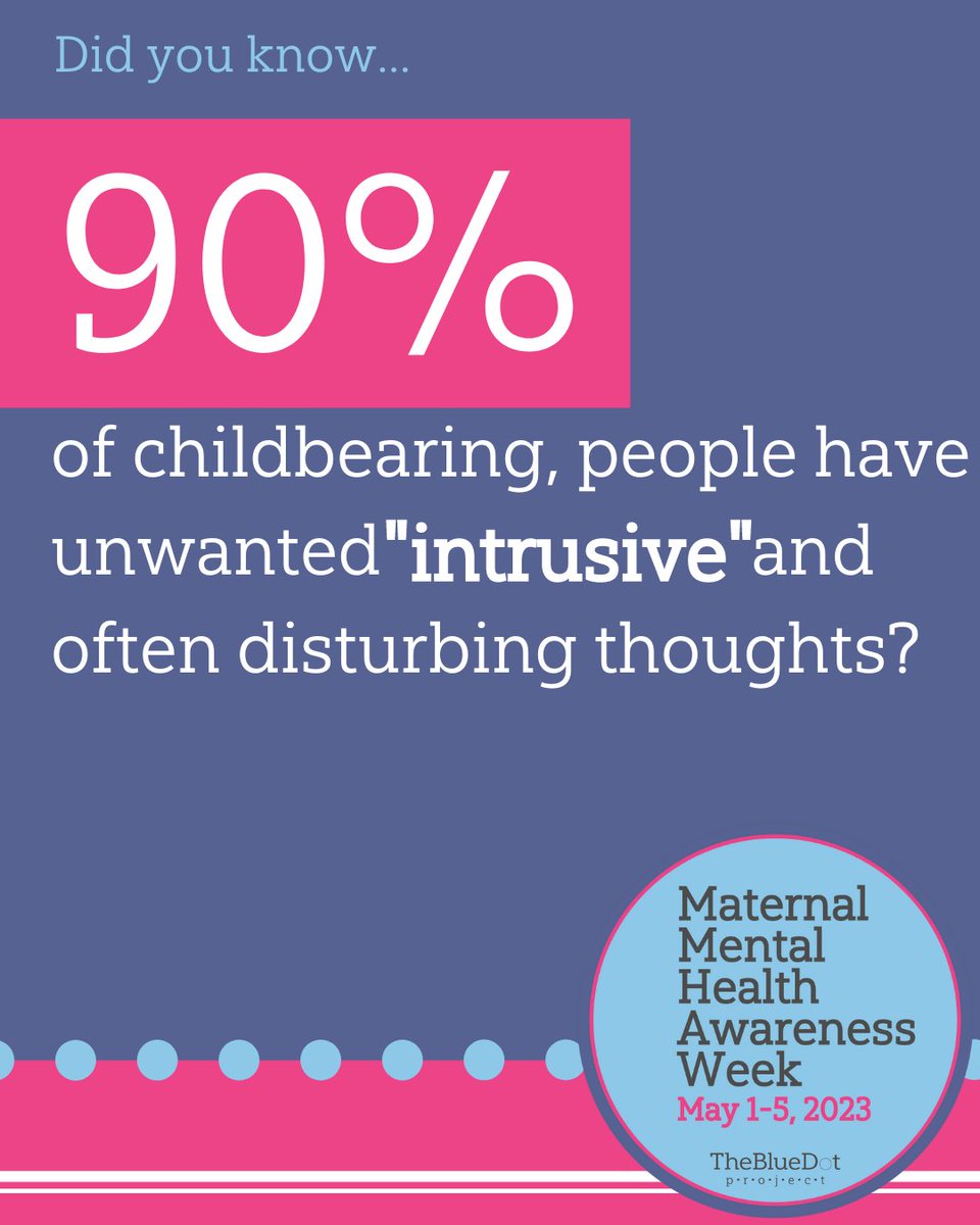 Unwanted “intrusive” thoughts are common for pregnant & postpartum women. When suffering from anxiety these thoughts can be persistent. Some feel a certain action or compulsion to relieve the discomfort of a trigger- these thoughts may be associated w/ OCD #MMHWeek2023