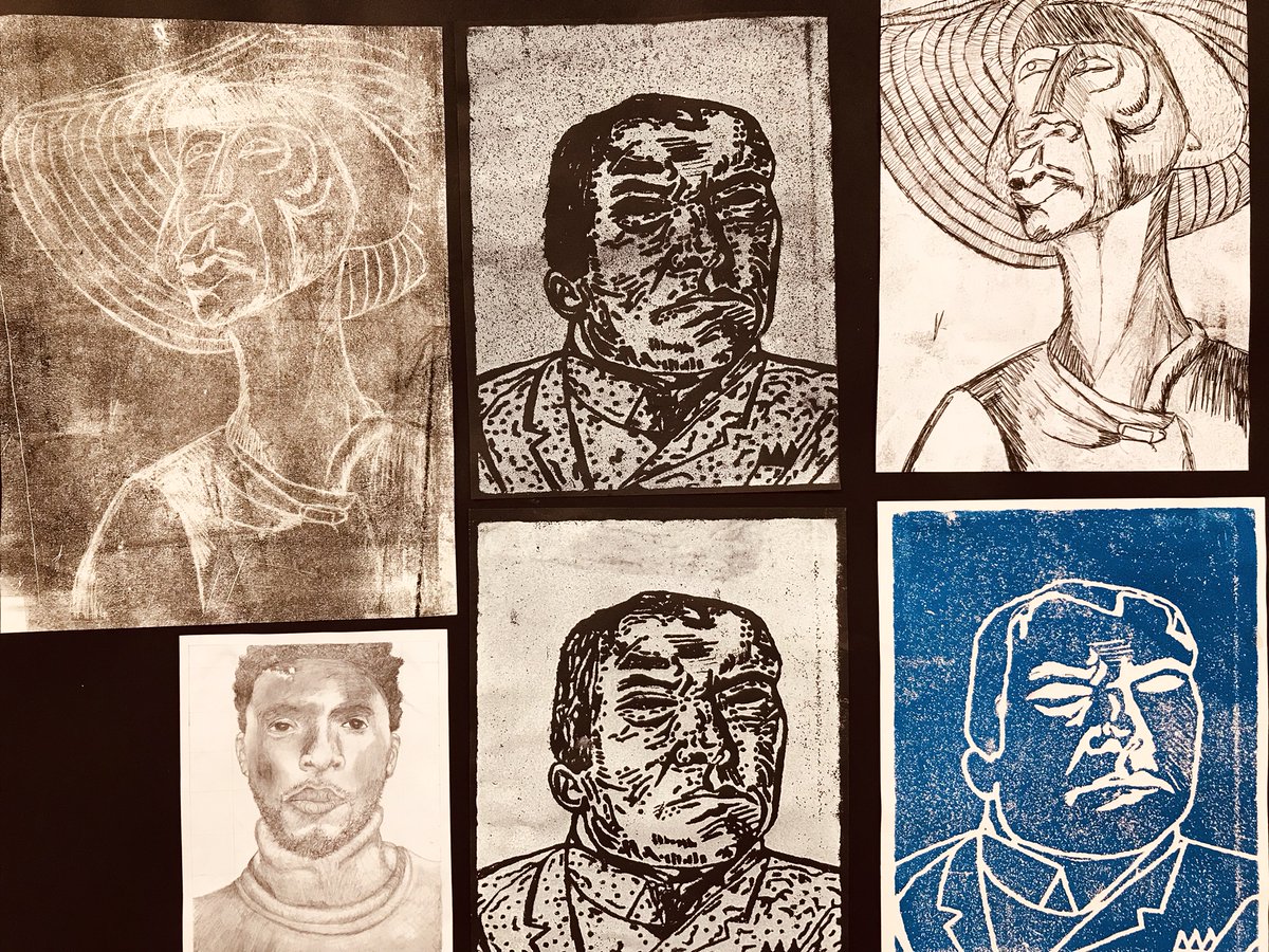 Amaia_Movie's tweet photo. So many great prints and drawings in these sheets in our Y10 "Print and Portrait" project. #MonoPrints #PolyPrints #ReliefPrinting #LinoCuts https://t.co/Qs1mYjsg3r