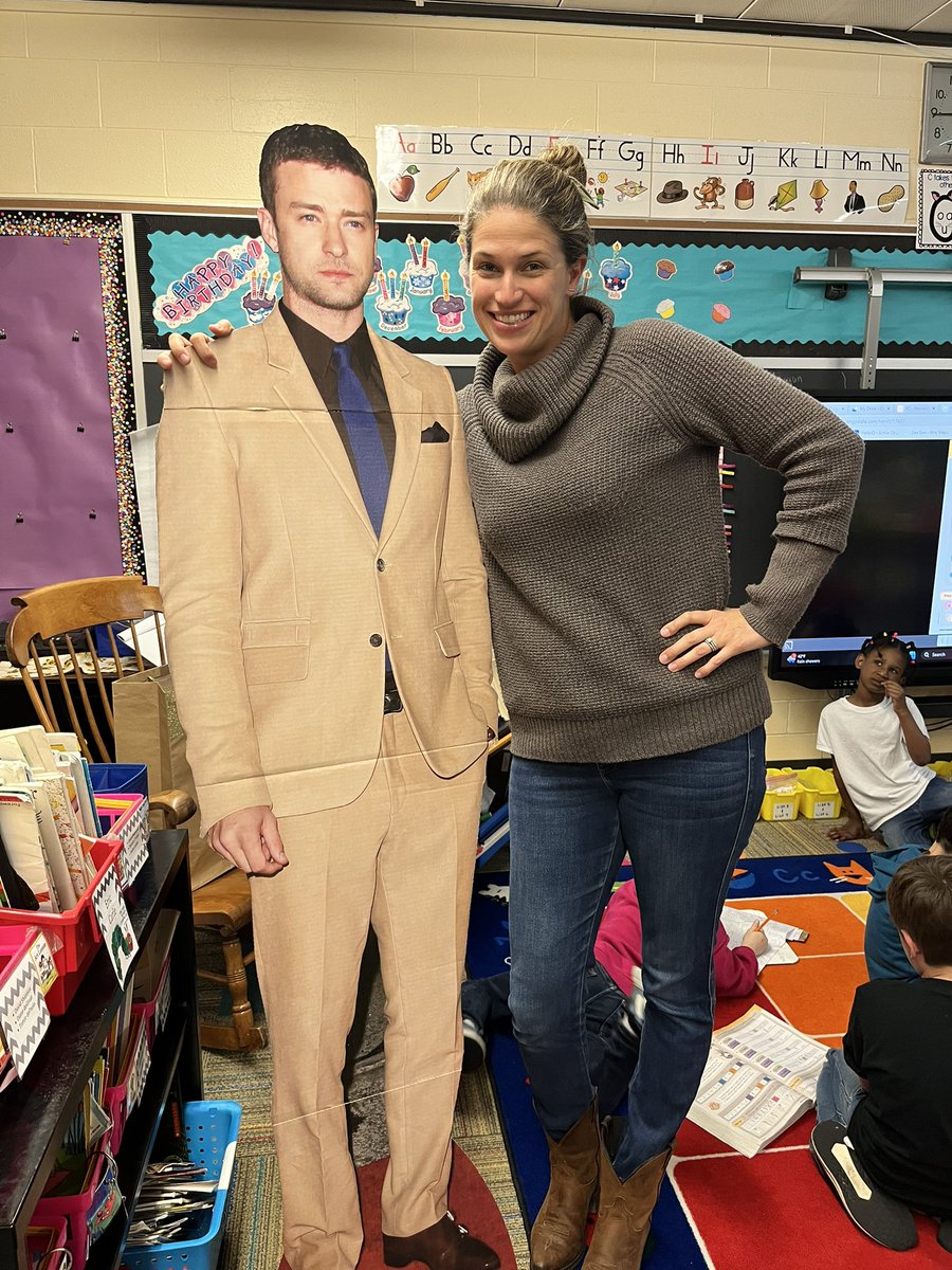 “Happy first day of May, Mrs Mayhill!” 
He will forever be a permanent part of my classroom 💜 thanks @klingel_nikki #itsgonnabemay #feelslikefeboutside @BrooksideBcats1 #itsworthit @jtimberlake