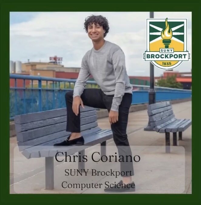 It’s #NationalCollegeDecisionDay & we’re so happy to welcome our incoming @Brockport #ClassOf2027! Meet Chris - Computer Science Major w/ a double minor in #Cybersecurity & business! He hopes to start his own Cybersecurity company one day! Welcome to Computing Sciences! 💻💚💛
