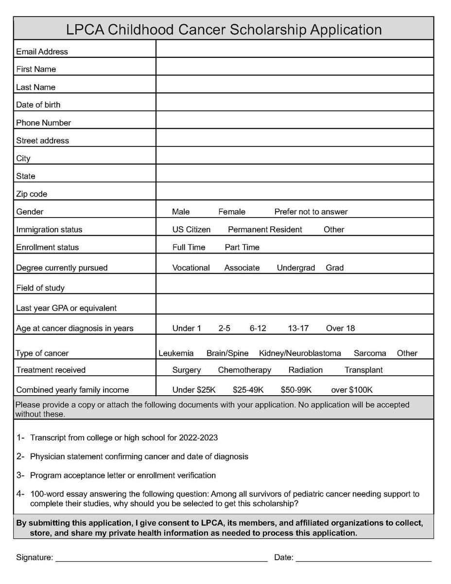 LbkPediCancer's tweet photo. Our first LPCA scholarship application is now open! 🎓🎗️

Submit to your Pedi Oncology Clinic or
email to lubbockpediatriccancerwalk@gmail.com 

Deadline is May 31, 2023! 

*Please use the following copy to complete the application or use a printed copy at your clinic https://t.co/jFgvdLHkjB