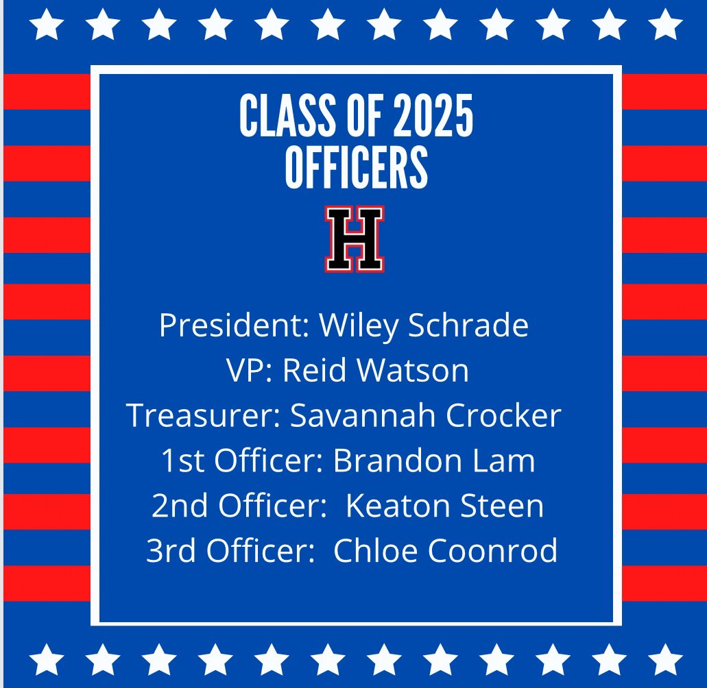 RHHS2025's tweet photo. Congratulations to our Class of 2025 officers for the 2023-2024 school year! @RHHSHawks @RHHSSTUCO https://t.co/SYMZDr0KbP