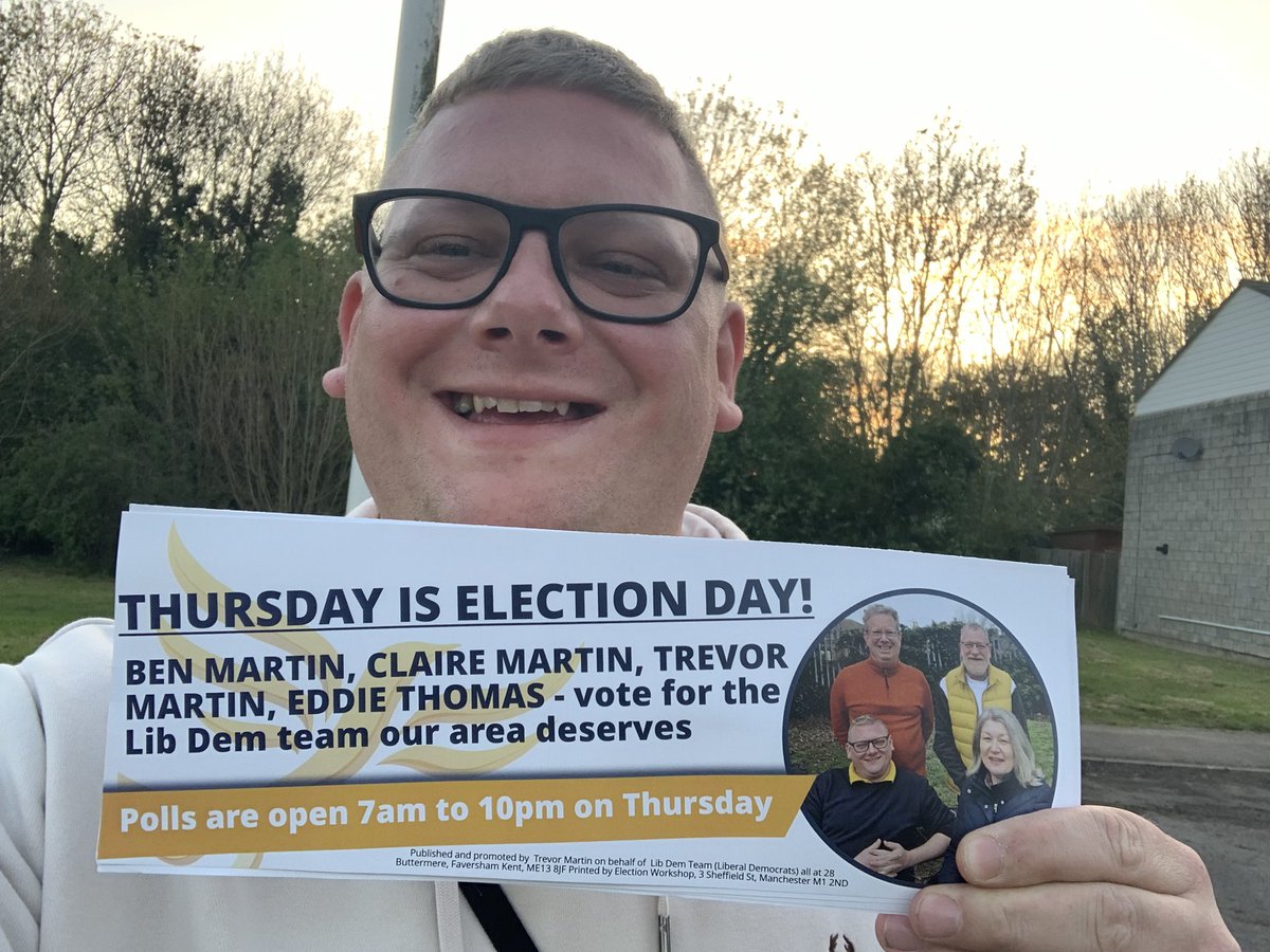 BenMartin_LD's tweet photo. Another day spent on the campaign trail in Watling Ward #Faversham great to speak to residents. Bumped into candidates from other parties & had a friendly chat. It’s always nice when you can disagree respectfully. #VoteLibDem #LocalElection2023 #ThursdayisElectionDay #WatlingWard https://t.co/UmFr0b99a4