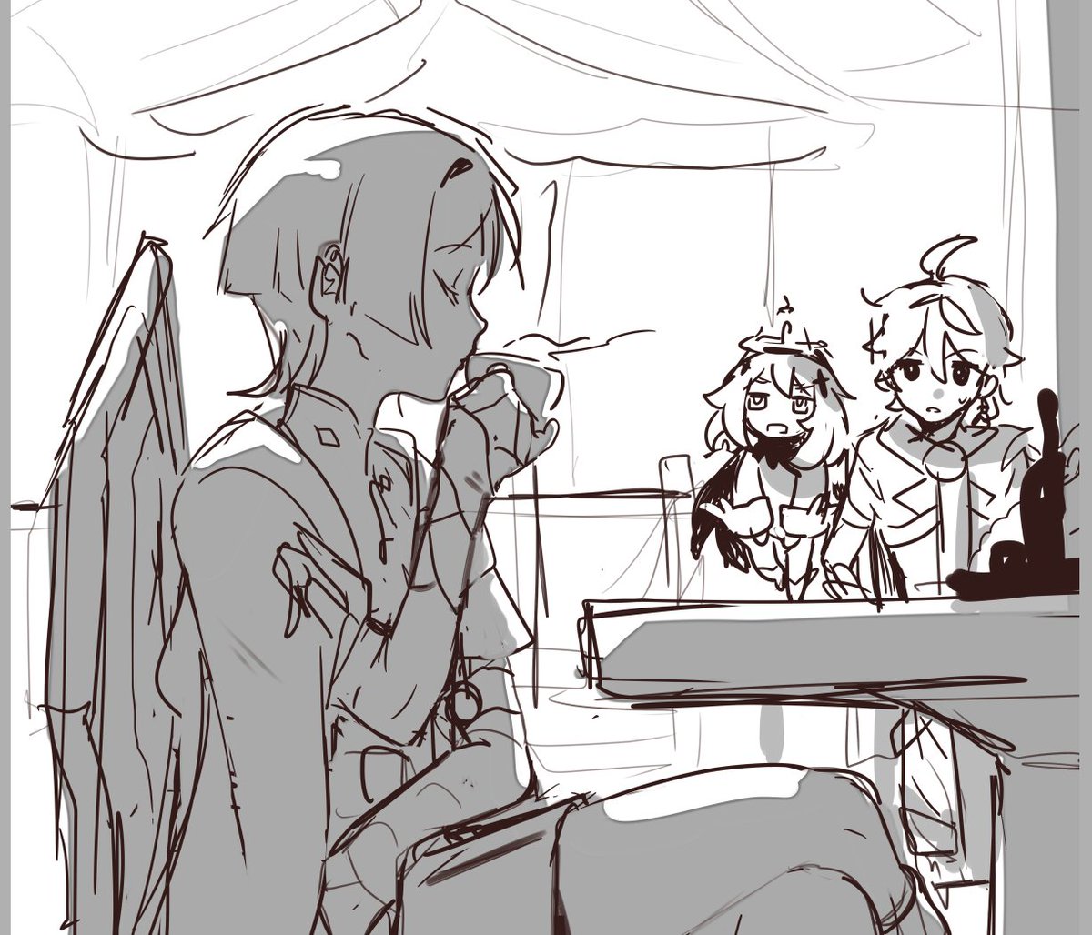 i still think its cute thats hes just chilling and having coffee in the first round