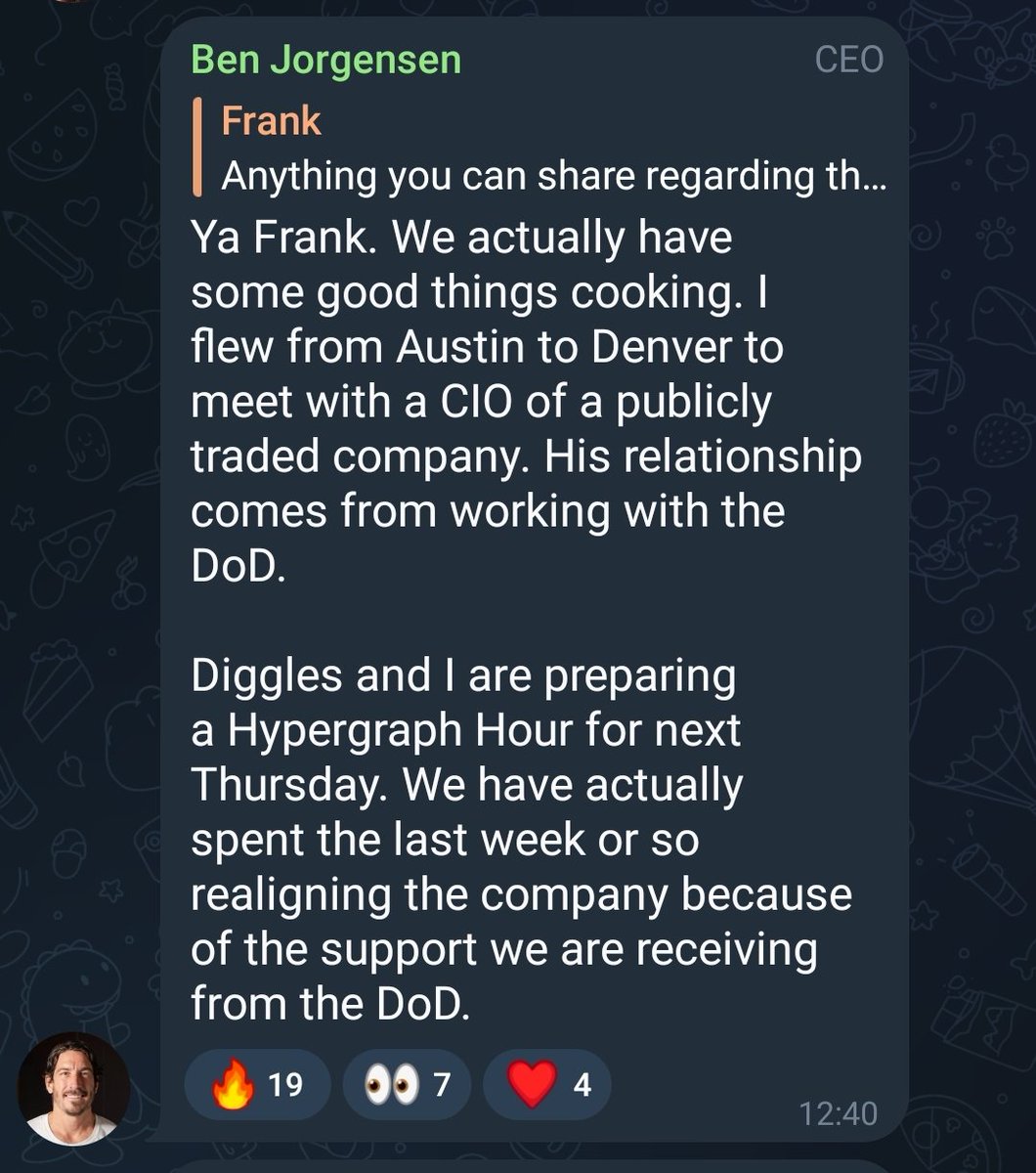 Dagnum_PI's tweet photo. BULLISH 🔥

Next week we'll get a Hypergraph Hour and it looks like we might get some more information about DoD and a Federal Contractor that's a publicly traded company 🤔
@CGI_USFederal ?

$DAG 🚀 https://t.co/f0NX54UAGT