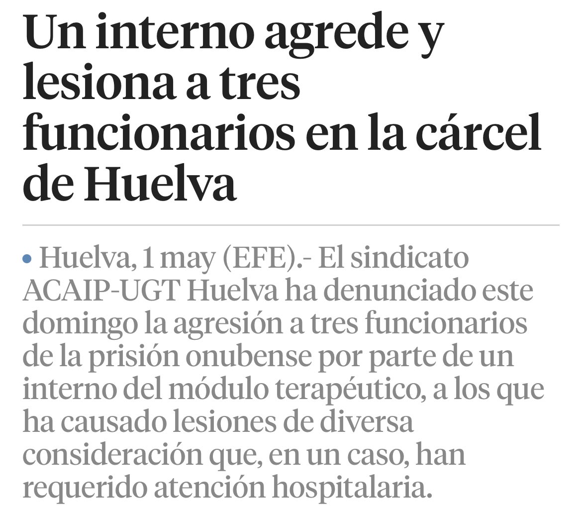 🆘Nueva agresión a nuestros funcionarios #SOSPrisiones q acaba con ingreso hospitalario. Otra más, y de nuevo abandonados por <a href="/IIPPGob/">Instituciones Penitenciarias</a>, sin medios,sin reconocimiento, con un PEAFA q hace más daño q beneficio y 14 meses bloqueando el reconocimiento #AgentesAutoridad

Todo mi apoyo