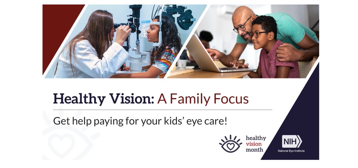 Do you need help paying for your child’s eye care? Public health programs can help. This #HealthyVisionMonth, get information about paying for eye care — like eye exams and eyeglasses — from @NationalEyeInstitute: nei.nih.gov/LowCostEyeCare #EyeHealthEducation #EyeHealth