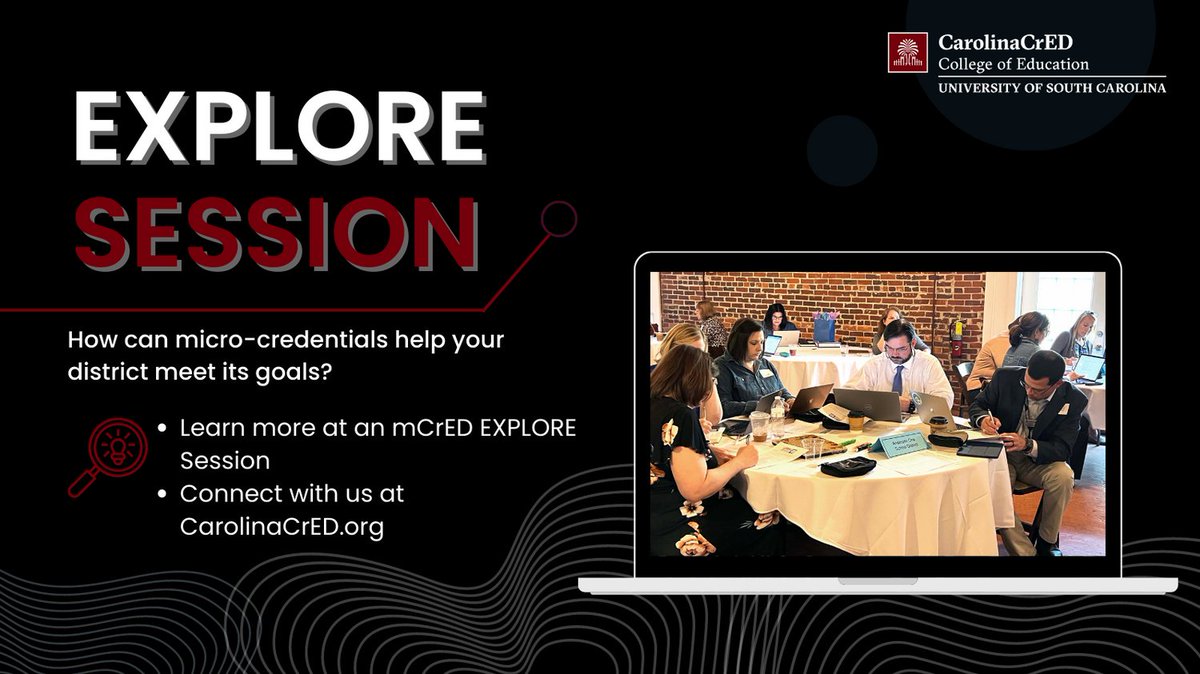 Carolina_CrED's tweet photo. Anderson School District One, @SC_DSS, @LexRich5Schools, @LexingtonFour, and Williamsburg County School District representatives joined us today to learn how micro-credentials can help personalize their educators’ learning journeys. https://t.co/UzTkryW1GD #PartnersWithPurpose https://t.co/4cehY78lEx