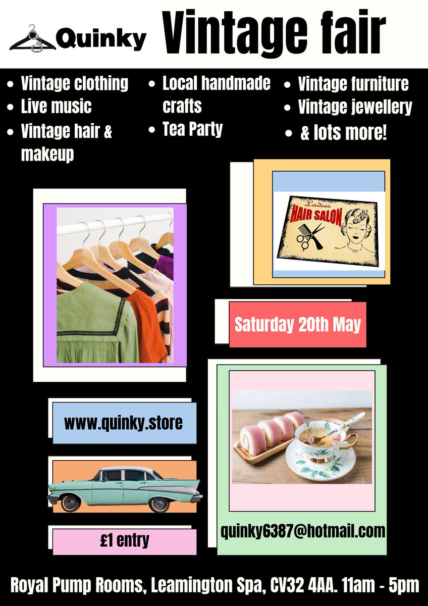 Not_so_unique's tweet photo. 19 days to go!! Quinky Vintage fair. 11am Pump Rooms, Leamington Spa!
#vintage #retro #vintagefair #leamingtonspa #warwickshireevents #vintageevents #warwickshirebusiness https://t.co/lUqrbmfsFY