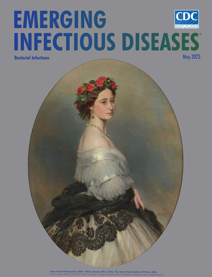 Theme for May 2023 Emerging Infectious Diseases journal is bacterial infections &amp; cover image is an 1861 portrait of Princess Alice (Alice Maud Mary) by Franz Xaver Winterhalter. Alice died from diphtheria in 1878. More info: wwwnc.cdc.gov/eid/article/29…