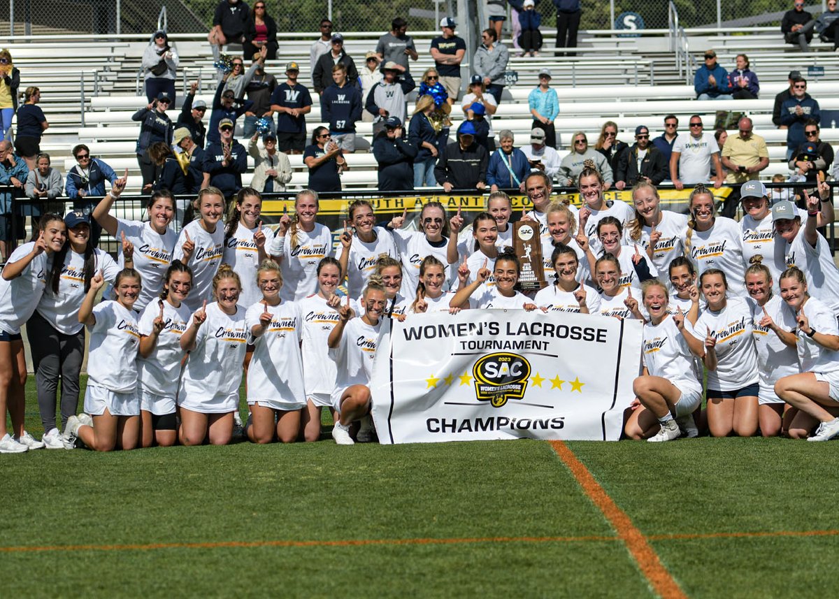 🏆 'DOGS ON TOP 🏆 #8 @Wingate_WLax is your 2023 SAC Tournament CHAMPION!!!!! First SAC Tourney title in program history!! 'Dogs move to 17-2 on the season!! #OneDog #WINgate