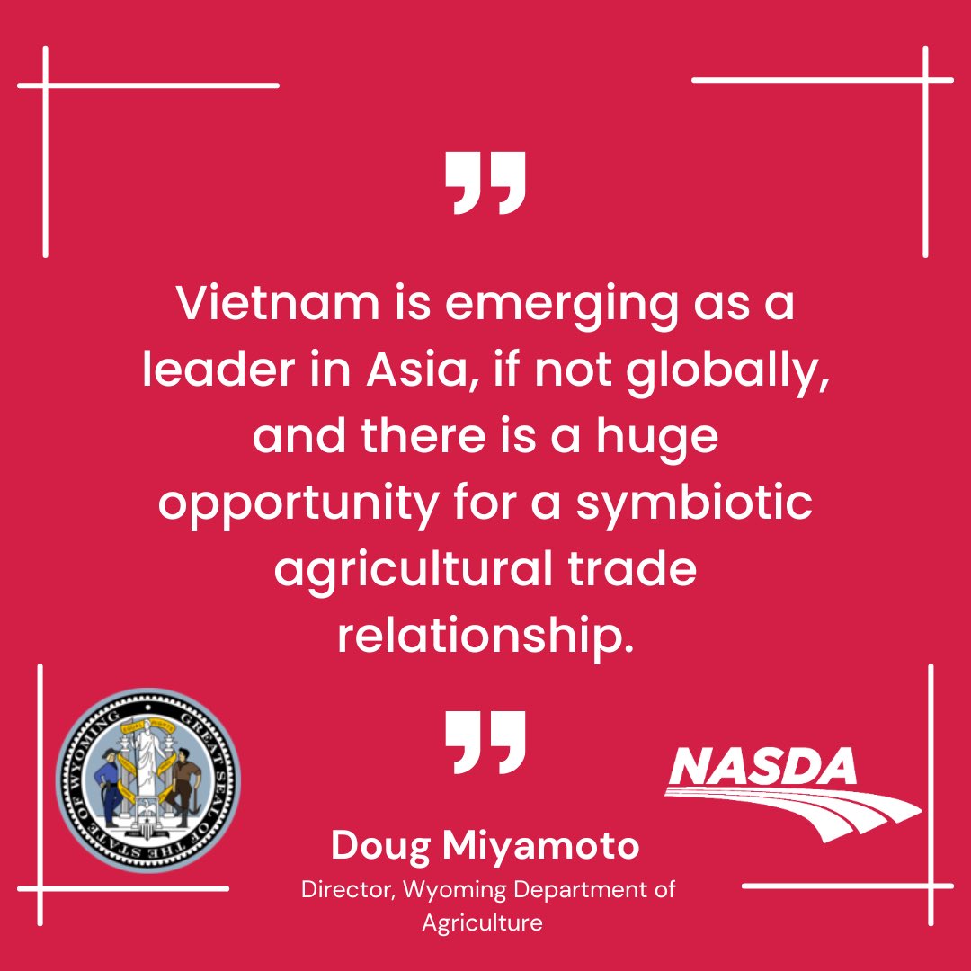 Earlier this year, NASDA used Emerging Market Program (EMP) funds to organize a trade mission to Vietnam. Following the mission, NASDA looks to continue building the relationships established and increasing market access for U.S. agricultural products.

#marketaccess #opportunity