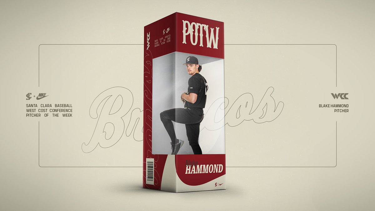 Santa Clara Baseball (@scu_baseball) on Twitter photo The fourth #BroncoBoy named <a href="/WCCsports/">West Coast Conference</a> Pitcher of the Week! This time it's <a href="/blakehammond23/">Blake Hammond</a>!
โถ๏ธ bit.ly/40V9P4T
#StampedeTogether The fourth #BroncoBoy named <a href="/WCCsports/">West Coast Conference</a> Pitcher of the Week! This time it's <a href="/blakehammond23/">Blake Hammond</a>!
โถ๏ธ bit.ly/40V9P4T
#StampedeTogether