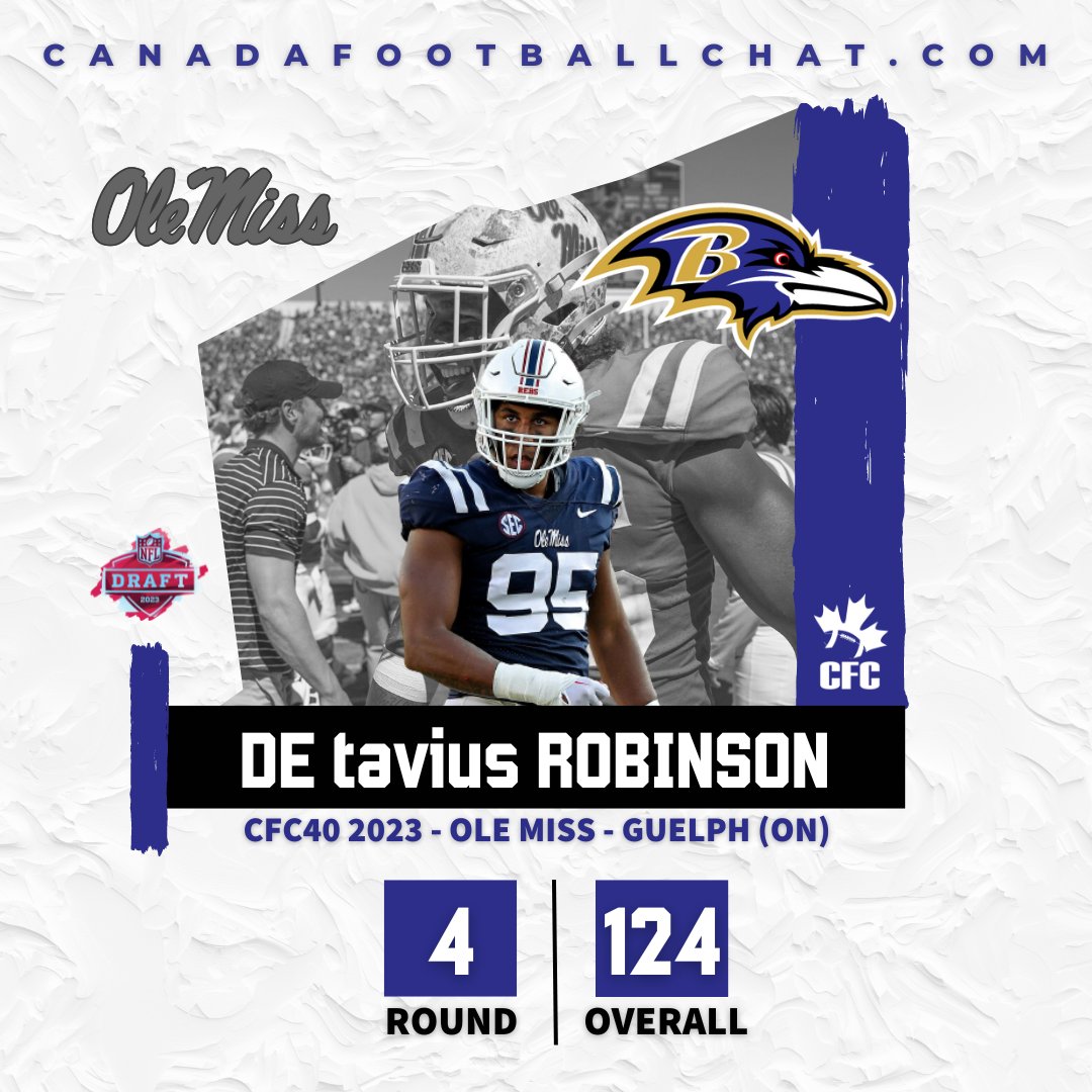chatfootball's tweet photo. 2023 #NFLDRAFT π§’
Congratulations to Class of 2018 #CFC40 DE @Taviusrobinson on being selected 124th overall in the fourth round by the @Ravens! π https://t.co/DosmVPk2GA
CFC Rankings π https://t.co/RQHrn6a8PK https://t.co/8u8u4UQel3