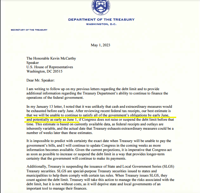 Treasury Letter Department Of Treasury Letter
