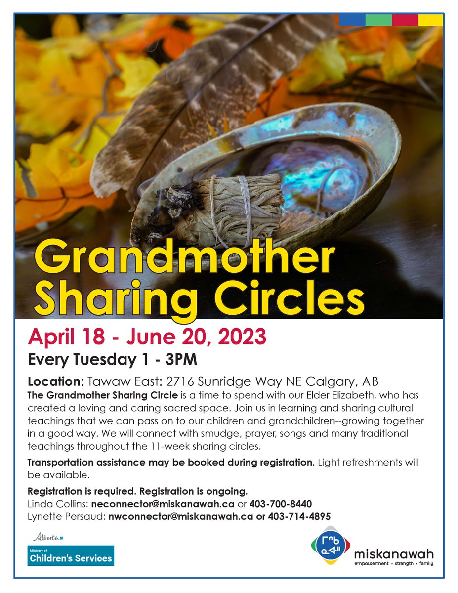 Miskanawah's tweet photo. Grandmother Sharing Circles
April 18 - June 20
Tuesdays 1 - 3PM
The Grandmother Sharing Circle is a time to spend with our Elder Elizabeth. Join us in learning and sharing cultural teachings that we can pass on to our children and grandchildren--growing together in a good way. https://t.co/J2PulTHOiv