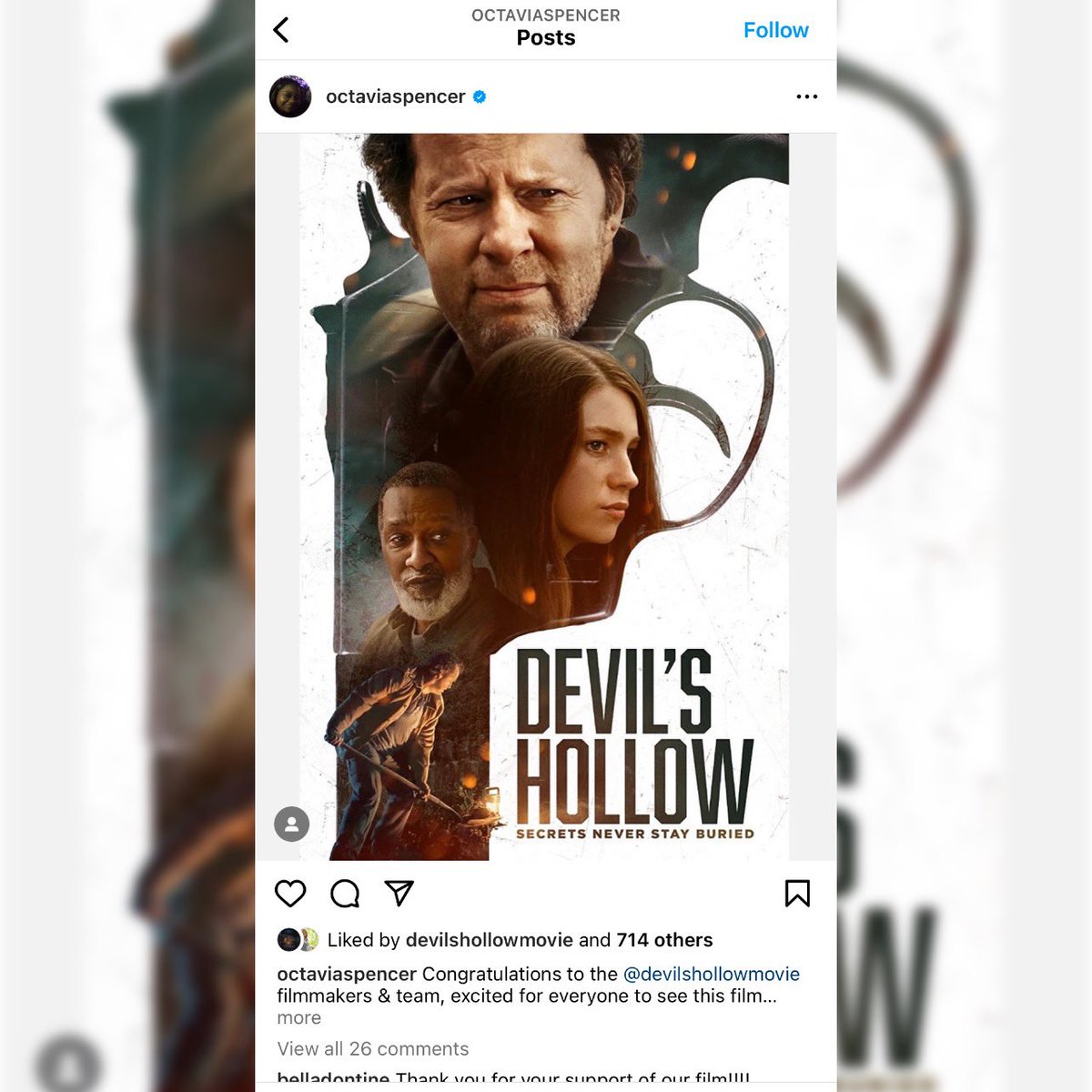devilshollow01's tweet photo. Oscar Winner @octaviaspencer posted her support for Devil’s Hollow! 

Click on the links to watch it below:

Amazon:
https://t.co/gFW2gpynb6 

VUDU:
https://t.co/n5B2qE7tb4 

Spectrum Cable:
https://t.co/Qxk6L9HbBF https://t.co/xdQHGCRCgL