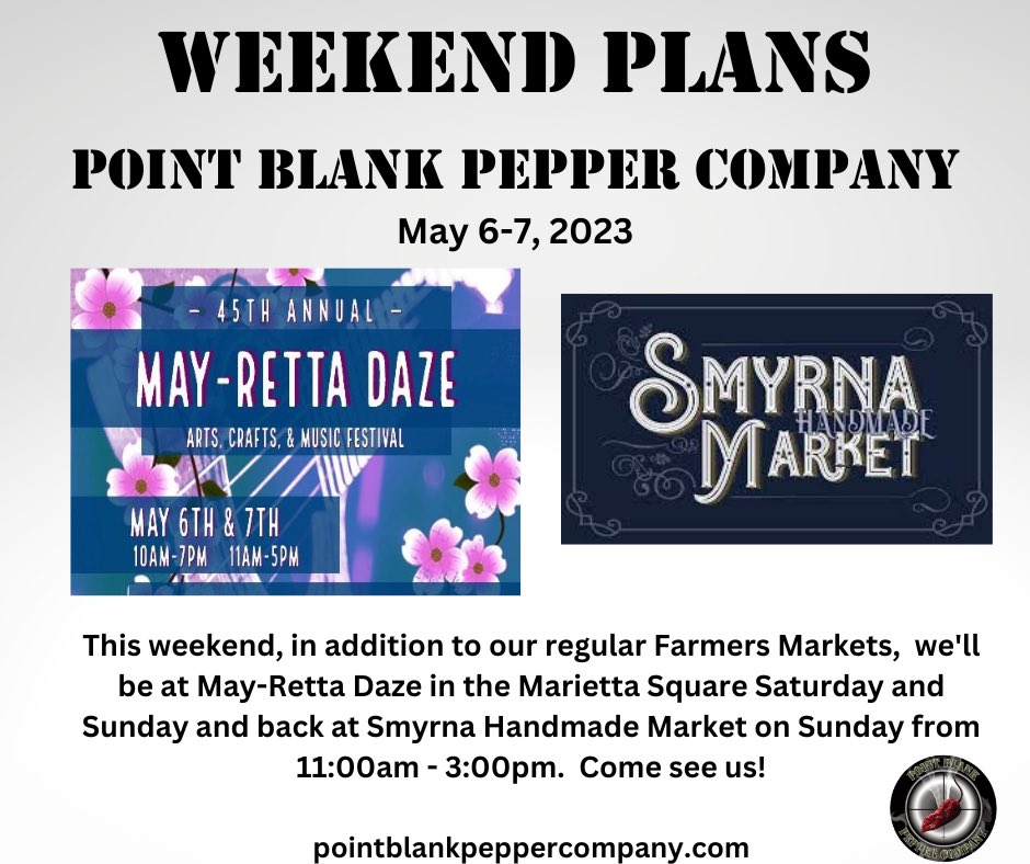PntBlankPepper's tweet photo. It’s MAY and we are gearing up for some fun weekend festivals.  
#pointblankpeppercompany https://t.co/68yndLbCNU