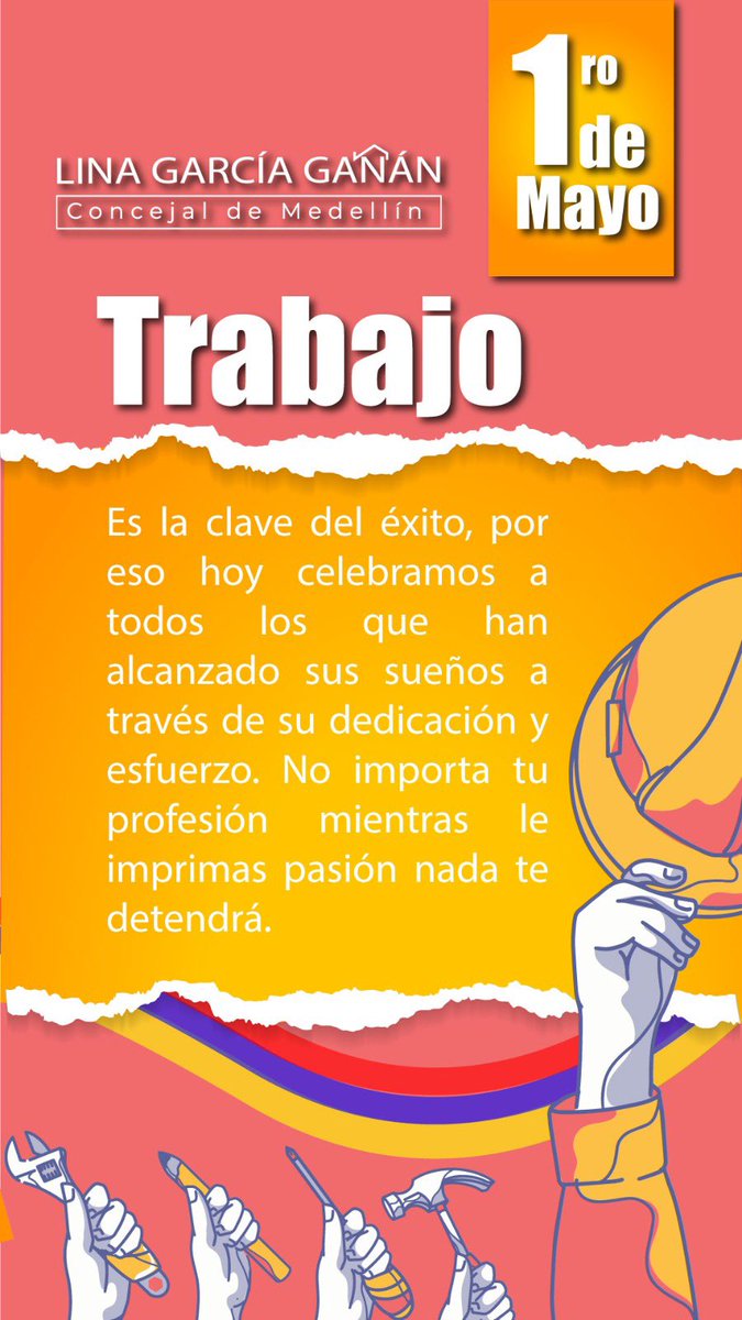 LinaGarciaGanan's tweet photo. Hoy es un día para recordar la importancia de trabajar con amor y pasión, porque los sueños se labran con constancia y perseverancia. Por una sociedad en donde los derechos del trabajador sigan siendo agenda de cuidado en el marco de la democracia #FelizDiaDelTrabajo https://t.co/5EJjZOrMKI