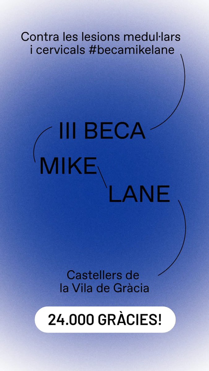 Ahir vam tancar la campanya de cofinançament de la III #BecaMikeLane i hem recaptat 24.350€

Moltes gràcies a les colles, entitats i castellers i veinat per col•laborar amb la Beca i fer-la més gran

24.350 gràcies!!!!!

#castells #viladegracia