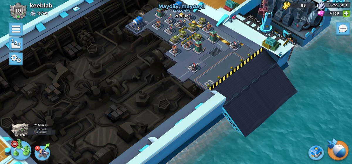 Steve39582182's tweet photo. @BoomBeach I found a bug with the current game play. Look at the chest. It's at a -1 and my chest aren't building up https://t.co/cmJNU516cl