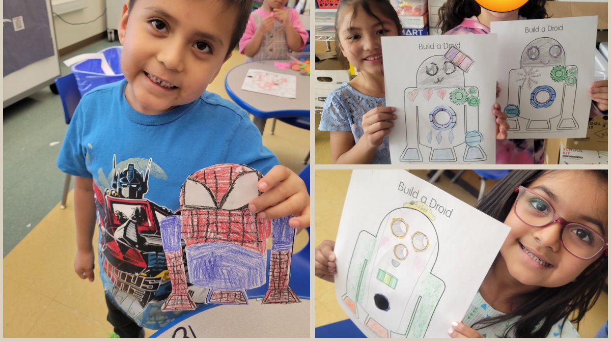 StemEmk's tweet photo. Our Ks are droid designers this week! We learned how BB8 and R2 went from sketches to droids as prop designers and engineers followed the EDP! #MayThe4thBeWithYou Credit to @katepickle for the great printables! @EWRSDK12 #STEM4Them @NicoleFoulksEMK @mr_mtozzi https://t.co/8lYM7SvaNB