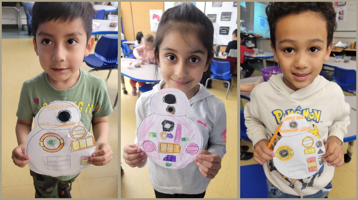 StemEmk's tweet photo. Our Ks are droid designers this week! We learned how BB8 and R2 went from sketches to droids as prop designers and engineers followed the EDP! #MayThe4thBeWithYou Credit to @katepickle for the great printables! @EWRSDK12 #STEM4Them @NicoleFoulksEMK @mr_mtozzi https://t.co/8lYM7SvaNB