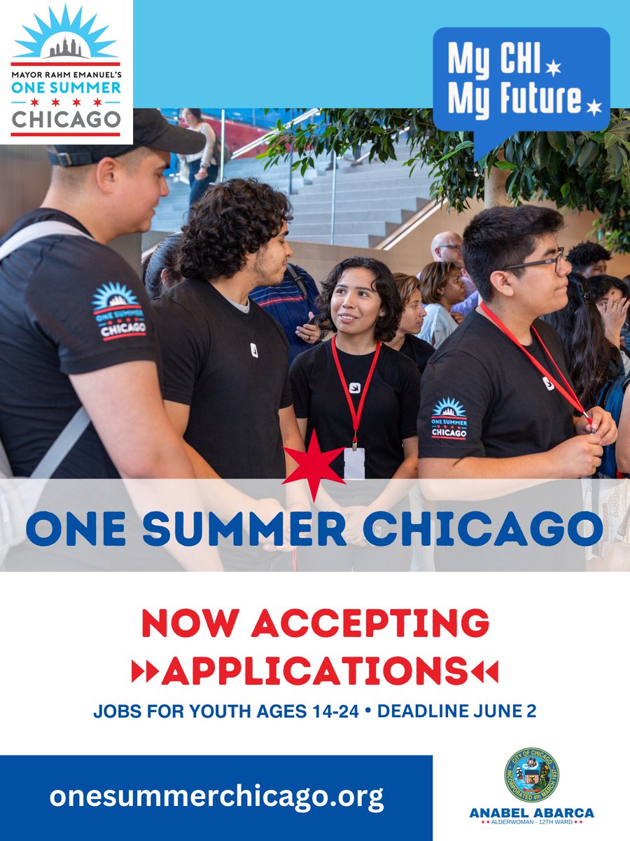 If you’re between the ages of 14-24 and looking for youth-led summer job opportunities, the One Summer Chicago program is open until June 2, 2023! To apply, visit OneSummerChicago.org.