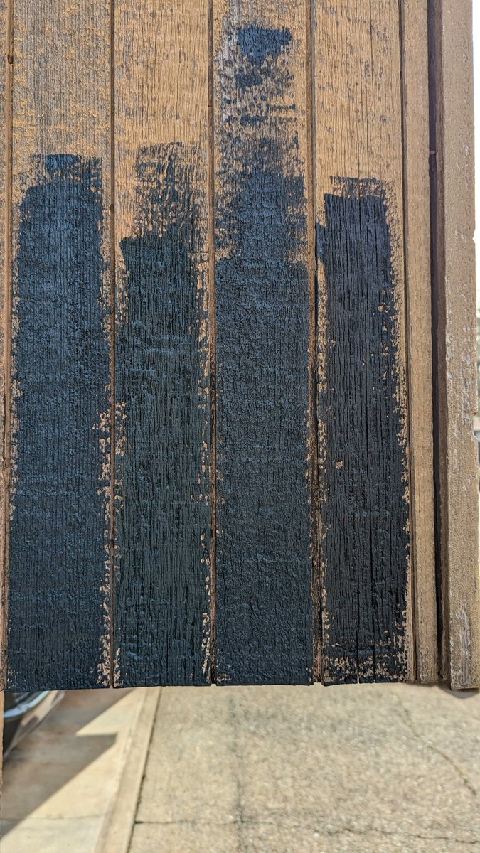 heatherrauh's tweet photo. Paint oh paint. So hard to choose. 

This was the first round of paint samples that made it on the wall.  (Don't even ask how many samples I actually bought!)

We decided blue undertones were not the right fit for this house. So instead I picked up 4 more blacks... https://t.co/cLtdxHYzWd