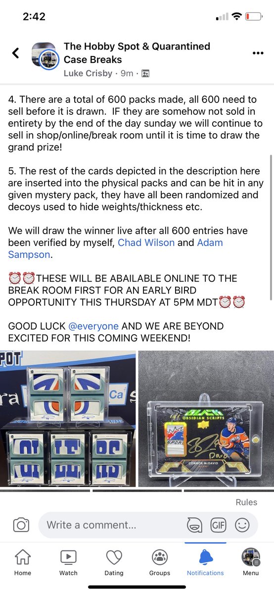 HobbySpotAndQCB's tweet image. 💥💥HELP US OUT WITH A RETWEET HERE!🥳🥳
Read the details in the last picture or check us out on insta or FB for an in depth read, this kicks off this thursday night pre @sportcardexpo this weekend in sherwood park Friday - Sunday! #whodoyoucollect #monumental @Hockeycollect