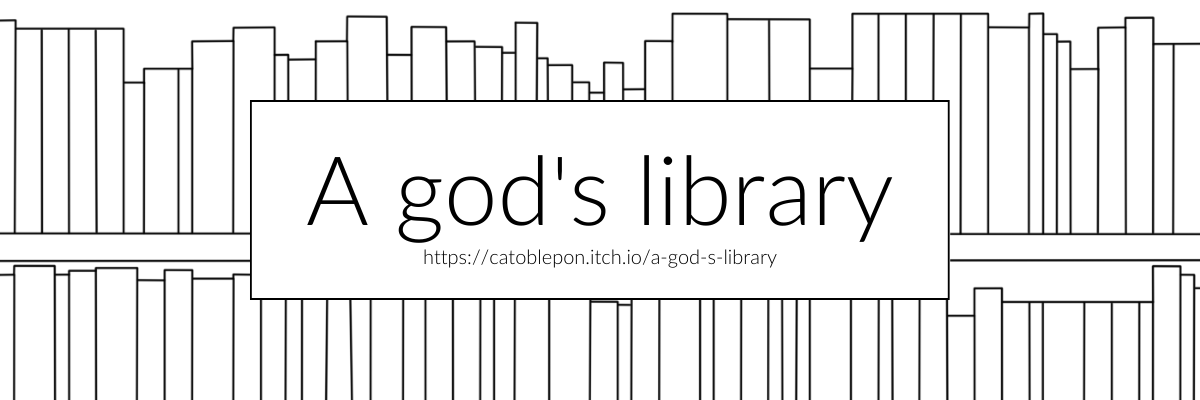 Catoblepon's tweet photo. I've made a game! It is a solo journaling TTRPG where you play as a librarian in a library that has been taken to a god's realm.
(If you are interested, check the first comment!)
It is my first game, so I hope you like it❤️If you like it, I would appreciate it if you share it! https://t.co/OO5JH0p4gt