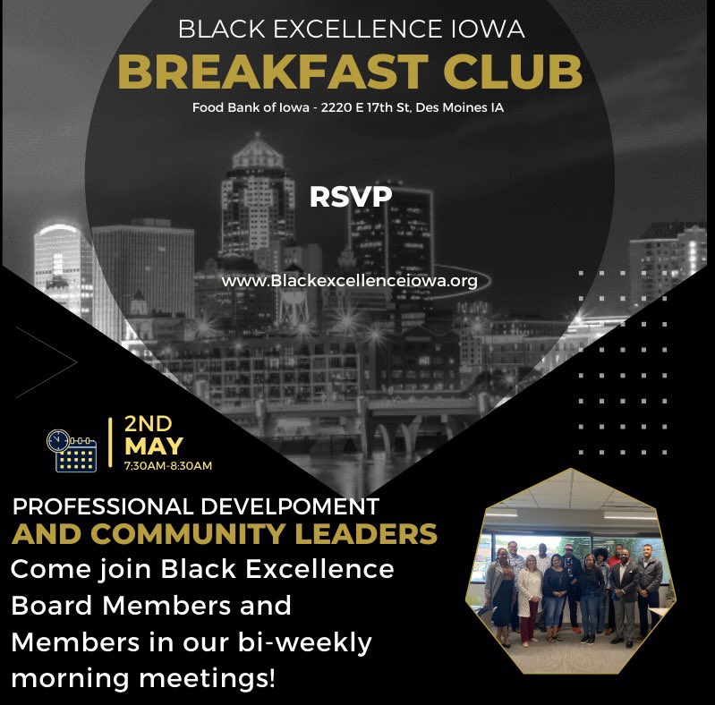 IowaBE's tweet photo. Join us tomorrow morning for the first Breakfast Club of May ☕️! https://t.co/jtOivPO6ft