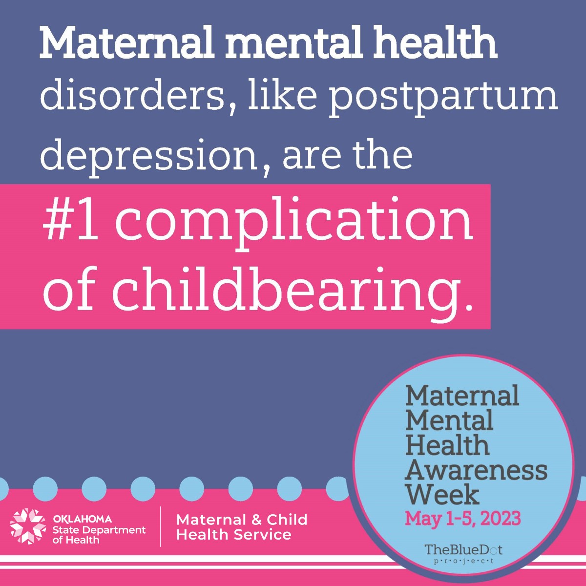 Maternal mental health disorders are the most common complications faced by mothers. When we raise awareness, we can help combat stigma and normalize these challenges that new parents face. Learn more here: fal.cn/3xSiI #MMHWeek2023 @TheBlueDotPrj