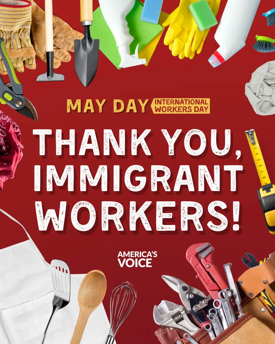 AmericasVoice's tweet photo. Thank you, immigrant workers for your countless contributions.   

We honor you this #MayDay and every day! https://t.co/Zzd1EmhVon