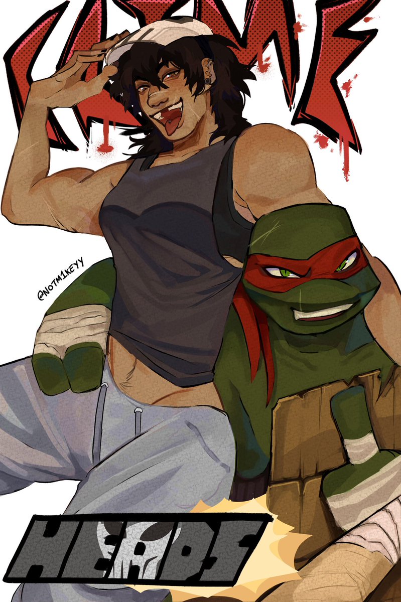 Casey and Raphael are never not on my brain… they rule the world (real)  #rasey #tmnt2012 #tmntraphael #tmntcaseyjones, image size:799x1200