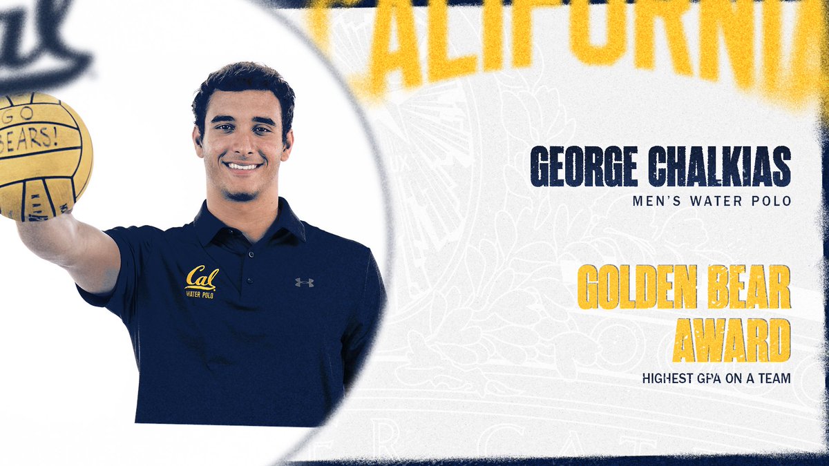 CalWaterPolo's tweet photo. 🤽‍♀️📚 Congratulations to our Golden Bear Award Winner and Intended Economics major George Chalkias for owning the highest cumulative GPA on the team for the 2022-23 school year 👏👏 https://t.co/qKTY762zY0