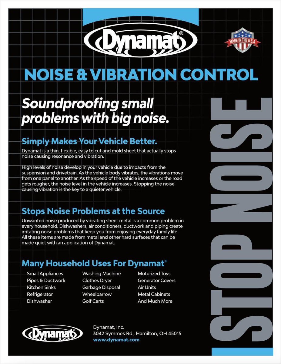 Special thanks to our sponsor Dynamat Inc! 

Dynamat, Inc. is located in Hamilton, Ohio. The company markets acoustic environmental solutions for a broad range of industries.

dynamat.com